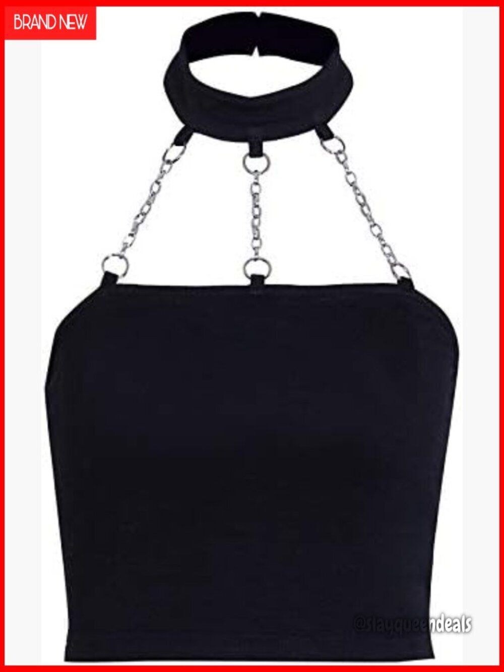Gothic Punk Crop Top with Chains Backless Sleeveless Loose Fit